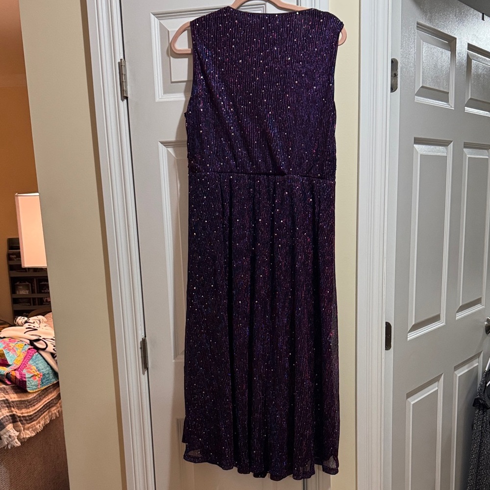 BloomChic Glittering Deep Purple V-Neck Maxi Dress - Picture 5 of 5